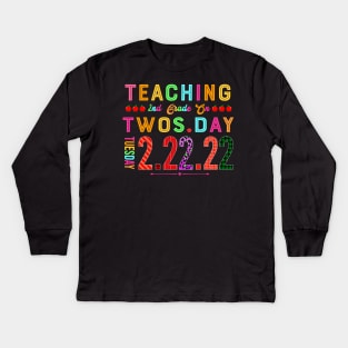 Teaching 2nd Grade On Twosday 2-22-22 22nd February 2022 Kids Long Sleeve T-Shirt